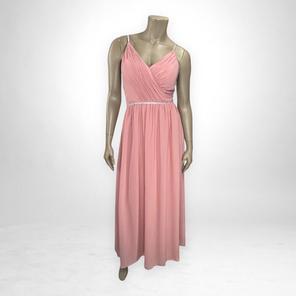 CHRISTINA WU 6 Chiffon Mauve Gown With Rhinestone Straps & Waistline Bridesmaid